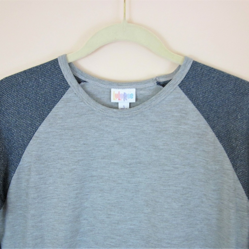 LuLaRoe Sparkly Gray & Blue Jersey Tops - Picture 4 of 4